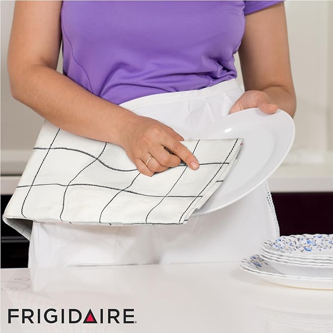 Frigidaire Carmen 2-Piece Cotton Kitchen Towel Set-Black and Square Print