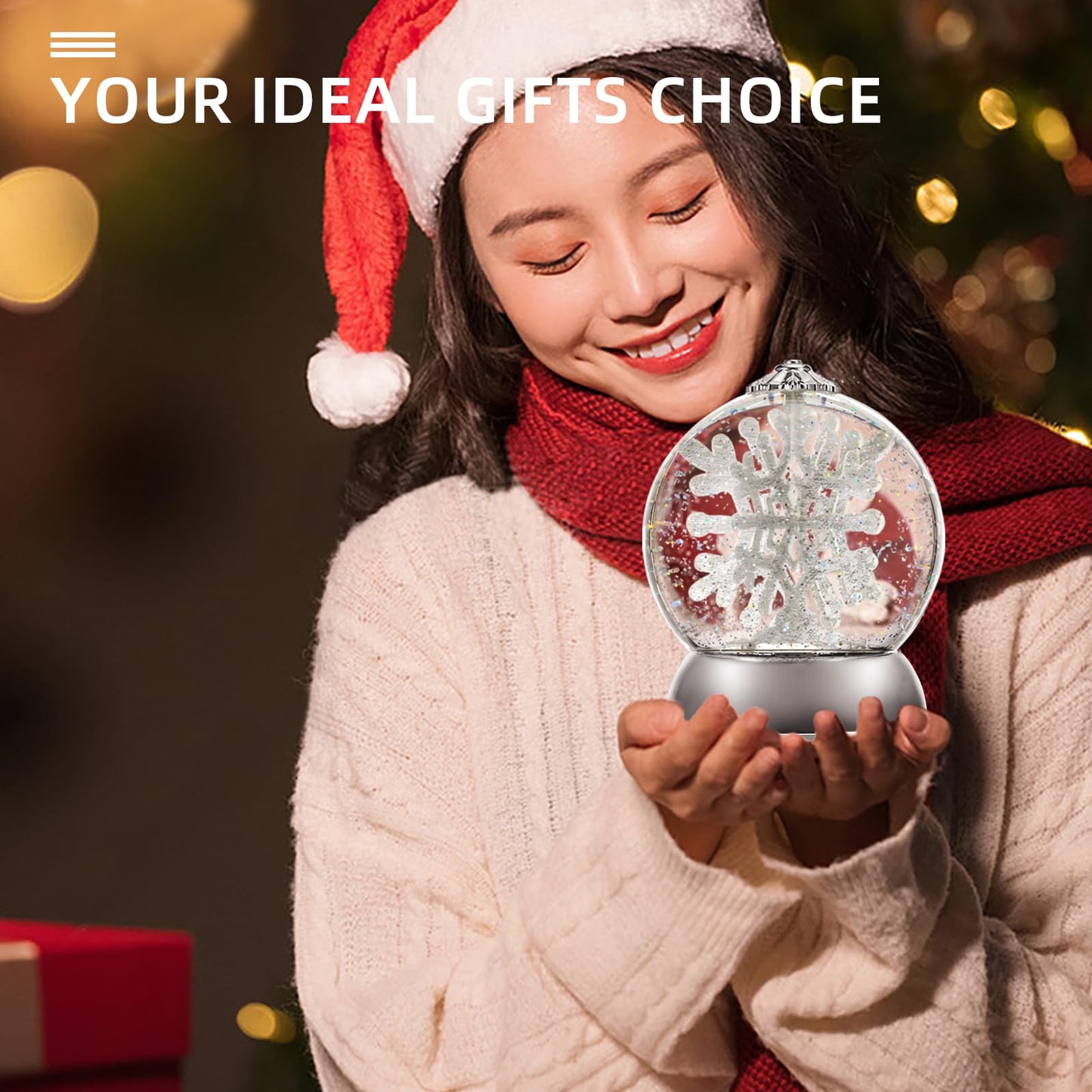 Snow Globe,6.5" Christmas Snow Globes, with Swirling Glitter, Battery Operated, Spinning Water Glitters, 2025 Tabletop Figurine for Adults Unique, Kids, Women, Girls, Christmas Decorations Indoor