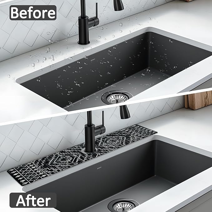 2PCS 24" X 5.5" Kitchen Sink Splash Guard Faucet Mat Aztec Super Absorbent Fast