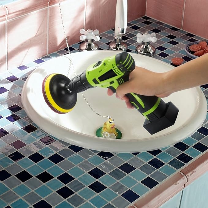 Kichwit 4 Inch Drill Power Brush Tile Scrubber Scouring Pads Cleaning Kit