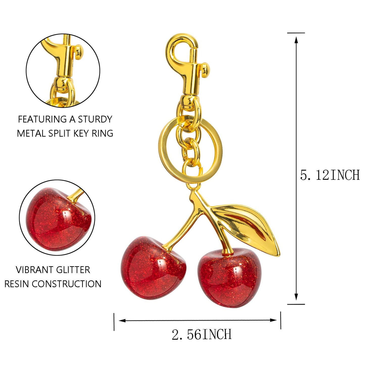 Poitvd Cherry Keychains Bag Charms Purse for Women, Car Key Chains Women Cute Gifts for Birthday Mothers Christmas Valentine Bag Purse Accessory(red)