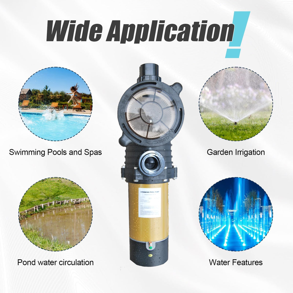 Pool Pump,PureBy 1.5HP Dual Voltage 115/230V In/Above Ground Pool Pump, Self-priming Swimming Pool Water Circulation Pumps with 1.25" & 1.5" & 2.0" Unions