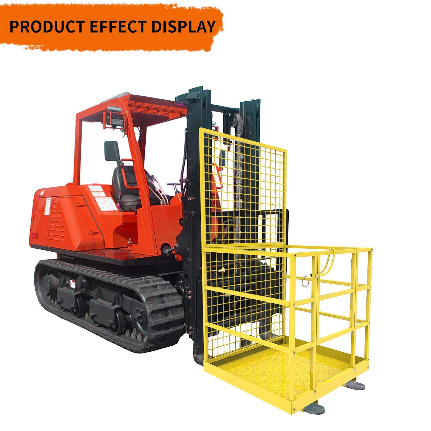 YINTATECH Forklift Safety Cage, 43"x45" Forklift Man Basket,1300lbs Capacity Forklift Work Platform, Forklift Aerial Platform 2-Man Collapsible Lift Basket for Lifting Loader