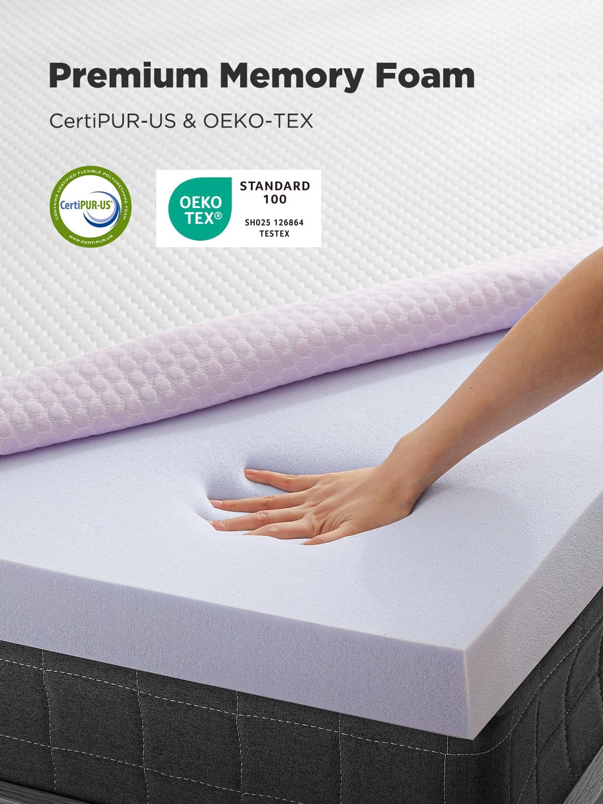 PERLECARE Queen Mattress Topper, 3 Inch Gel Memory Foam Mattress Topper for Pressure Relief, Premium Soft Cooling Sleep, Non-Slip Design with Removable & Washable Cover, Oeko-Tex Certified