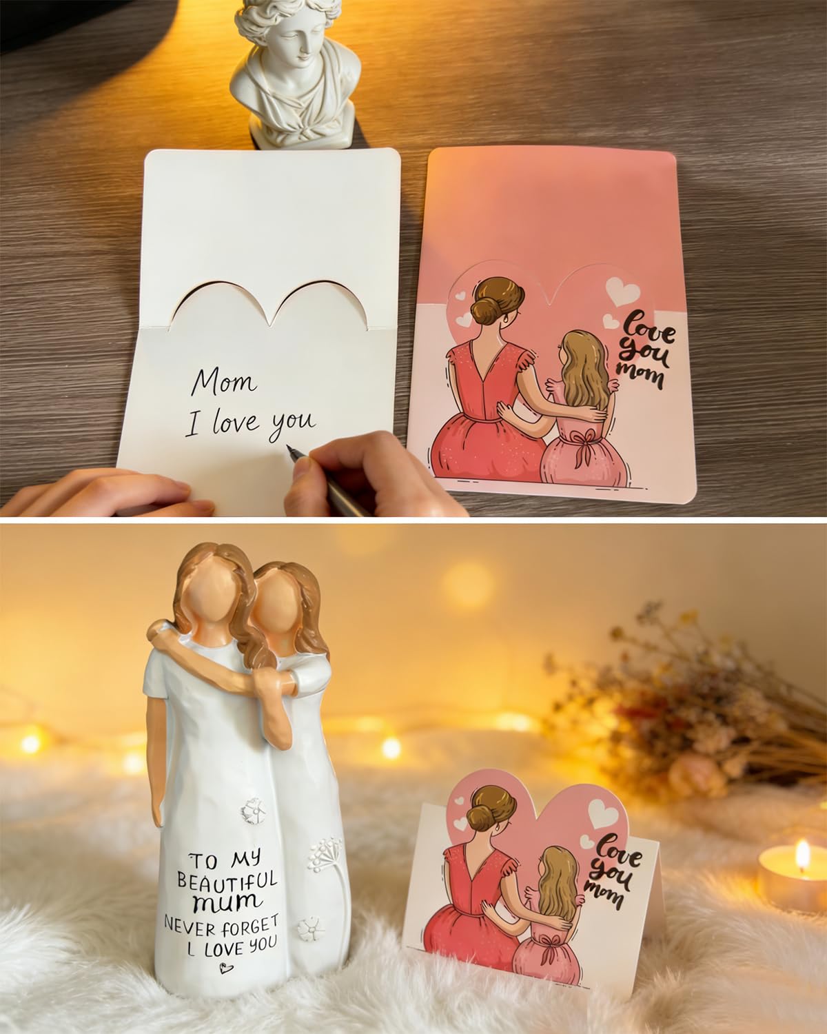 Weflye for Mom Figurine, Hand-Painted Resin Sculpture from Daughter with Heartfelt Cards, Gifts for Mom, Sentimental Keepsake for Birthday Christmas Mother of the Bride