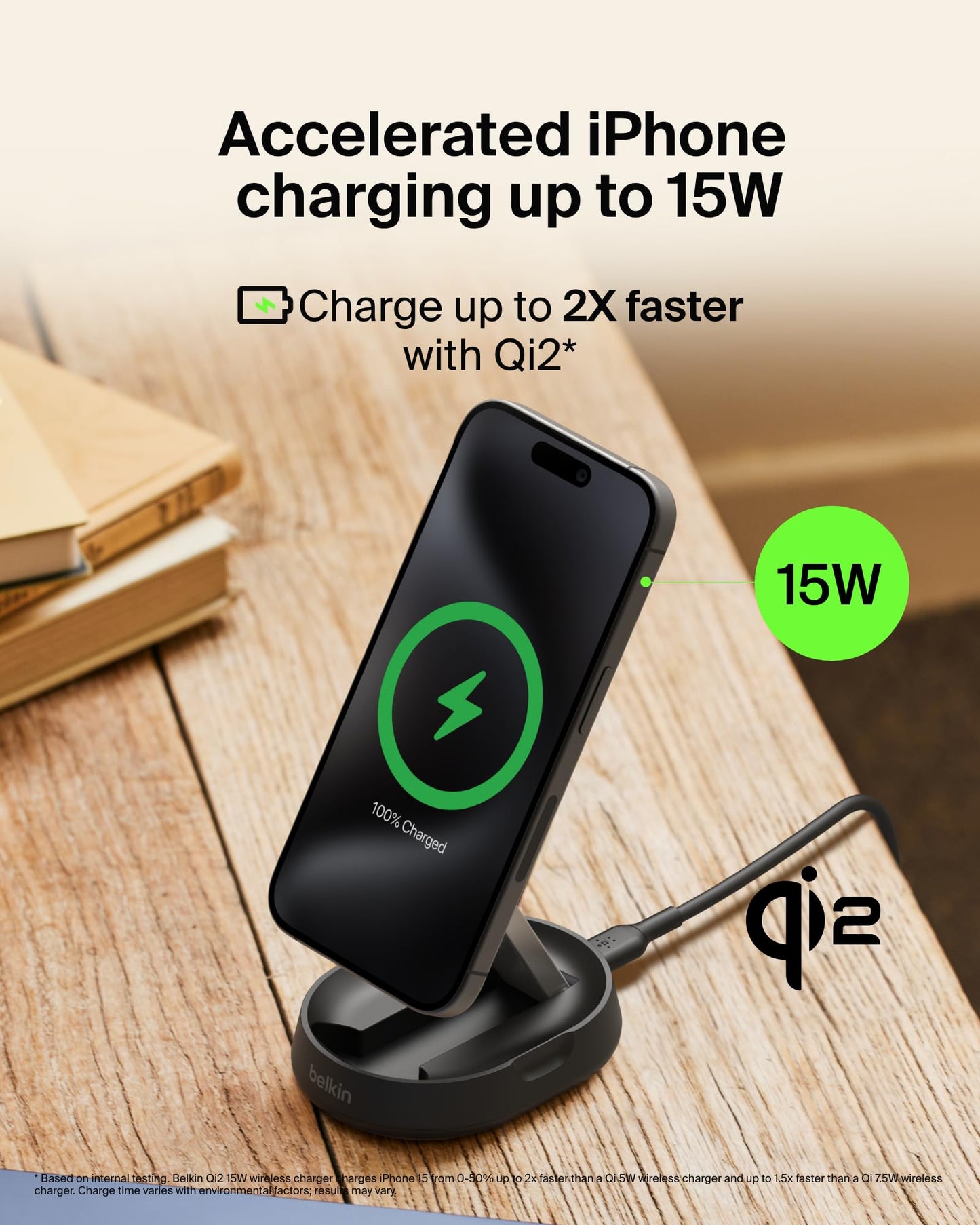 Belkin Convertible Magnetic Charging Stand 15W - MagSafe-Compatible Fast Qi2 Charger for Apple iPhone 15, 14, 16, 16 Plus, 16 Pro, 16 Pro Max, Airpods Pro, & More - Black