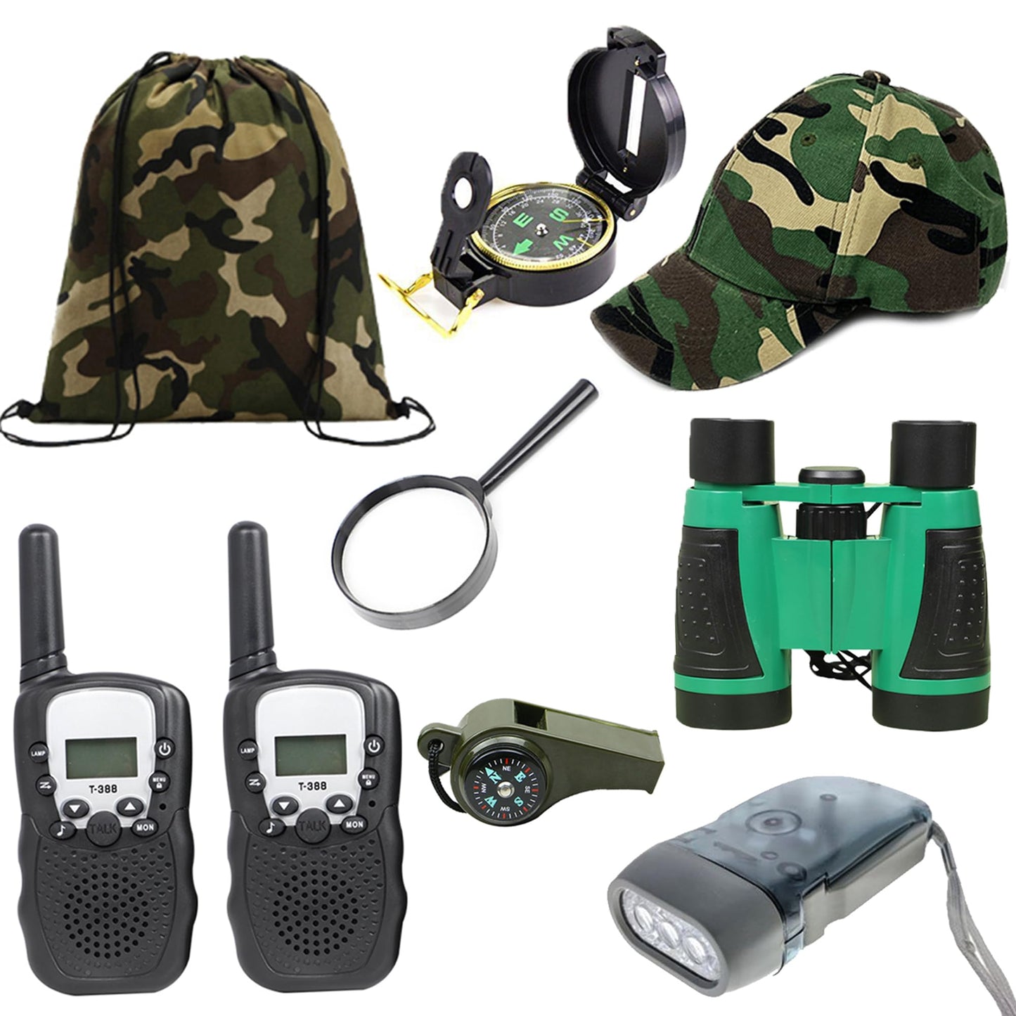 Outdoor Adventure Set for Kids - Camouflage Camping Exploration Toys with Walkie-Talkies - Backyard Explorer Gear for Boys and Girls
