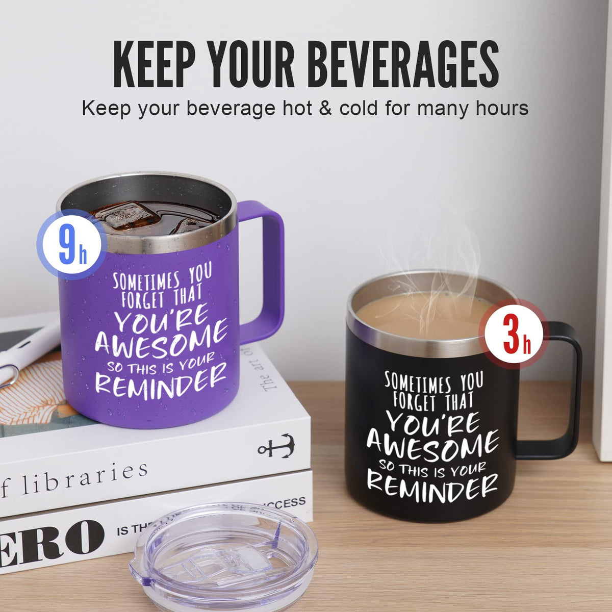 NOWWISH Inspirational Gifts for Men Women, Sometimes You Forget You're Awesome Coffee Mug, Thank You Gifts, Funny Birthday Gifts for Husband Dad, Coworker, Friends on Fathers Day, Black