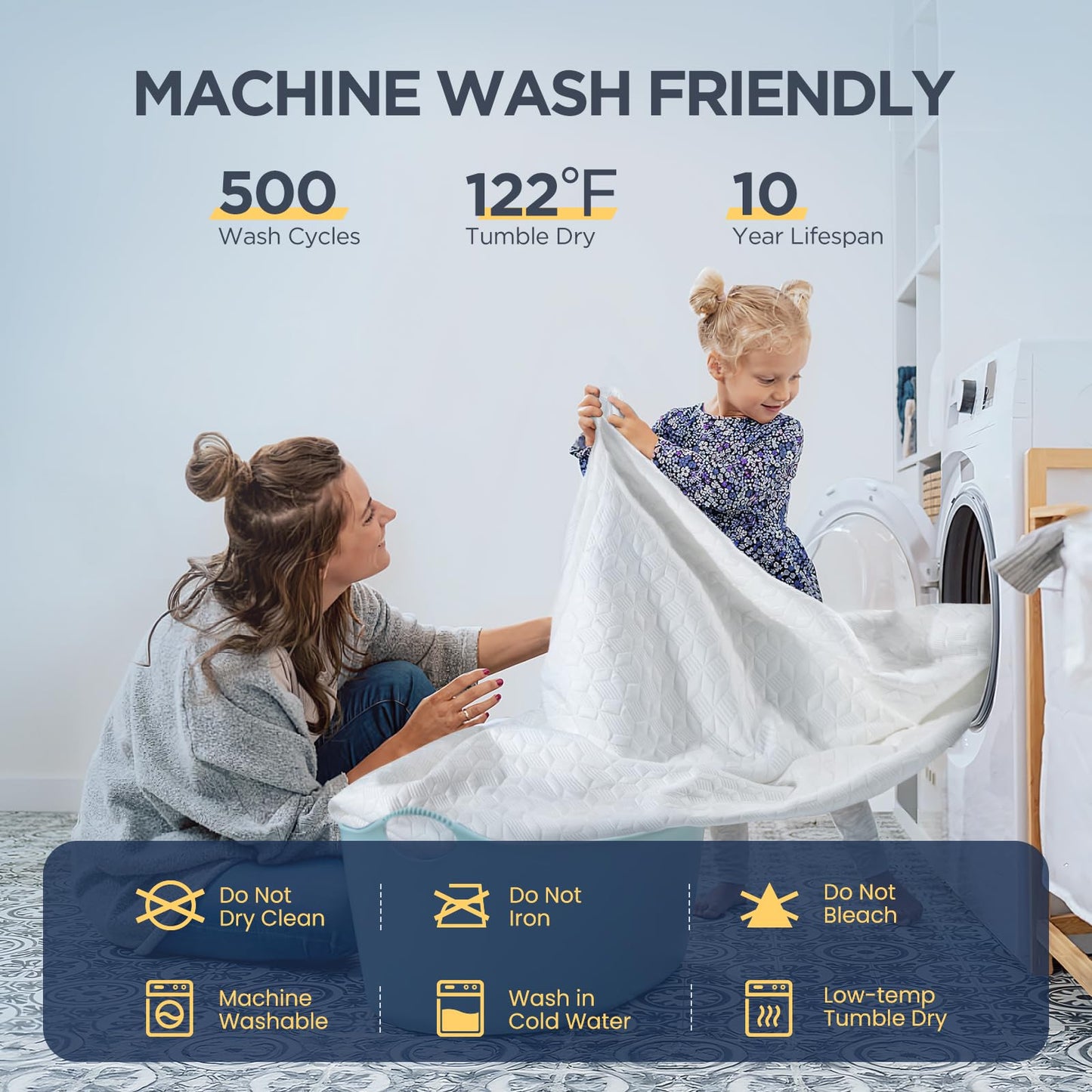 100% Waterproof Mattress Protector, Hypoallergenic Silver-Infused Mattress Topper Cover with No Odor, Breathable Cooling Bed Cover with 8"-21" Deep Pocket (Queen)