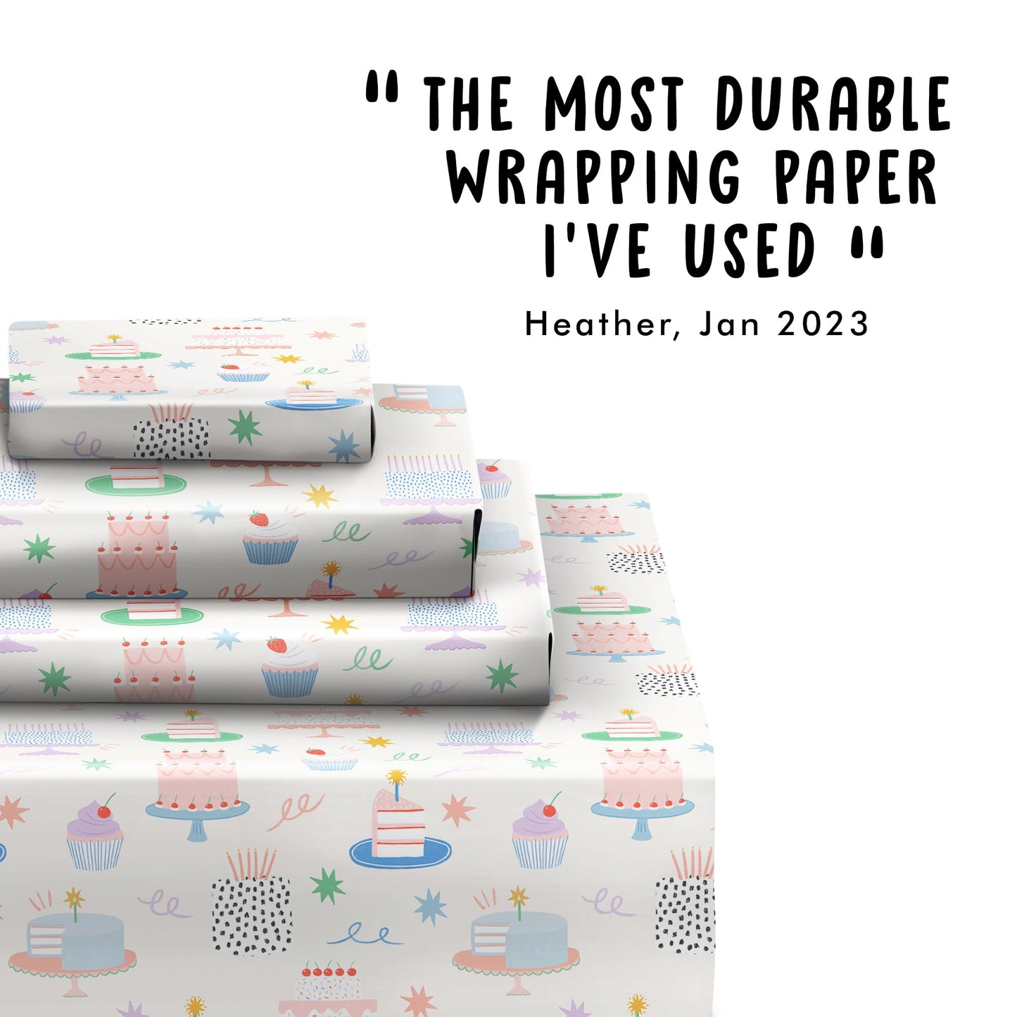CENTRAL 23 Birthday Wrapping Paper For Women - 6 Sheets Of Girly Gift Wrap For Her - Birthday Cakes Confetti - For Mom Wife Sister Niece Cousin - Recyclable