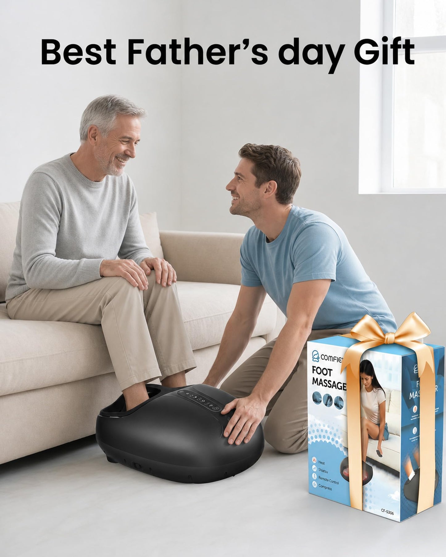 COMFIER Large Shiatsu Foot Massager with Heat,Size Up to 15",FSA Eligible Items & HSA Store,Electric Feet Massager for Plantar Fasciitis,Neuropathy,Foot Warmer,Father‘s Day Gift for Dad