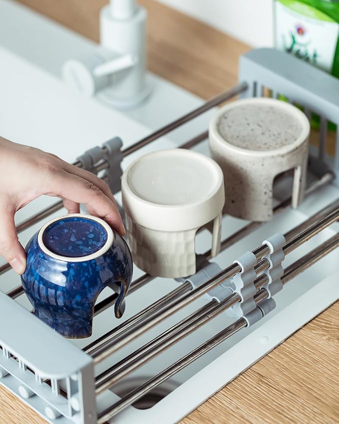 Kitchen Sponge Holder, Ceramics Sponge Dish Rack Sink Scrub Caddy