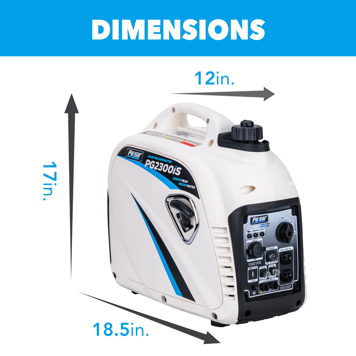 Pulsar PG2300iS 2,300W Portable Super Quiet Gas-Powered Inverter Generator with USB Outlet & Parallel Capability, CARB Compliant
