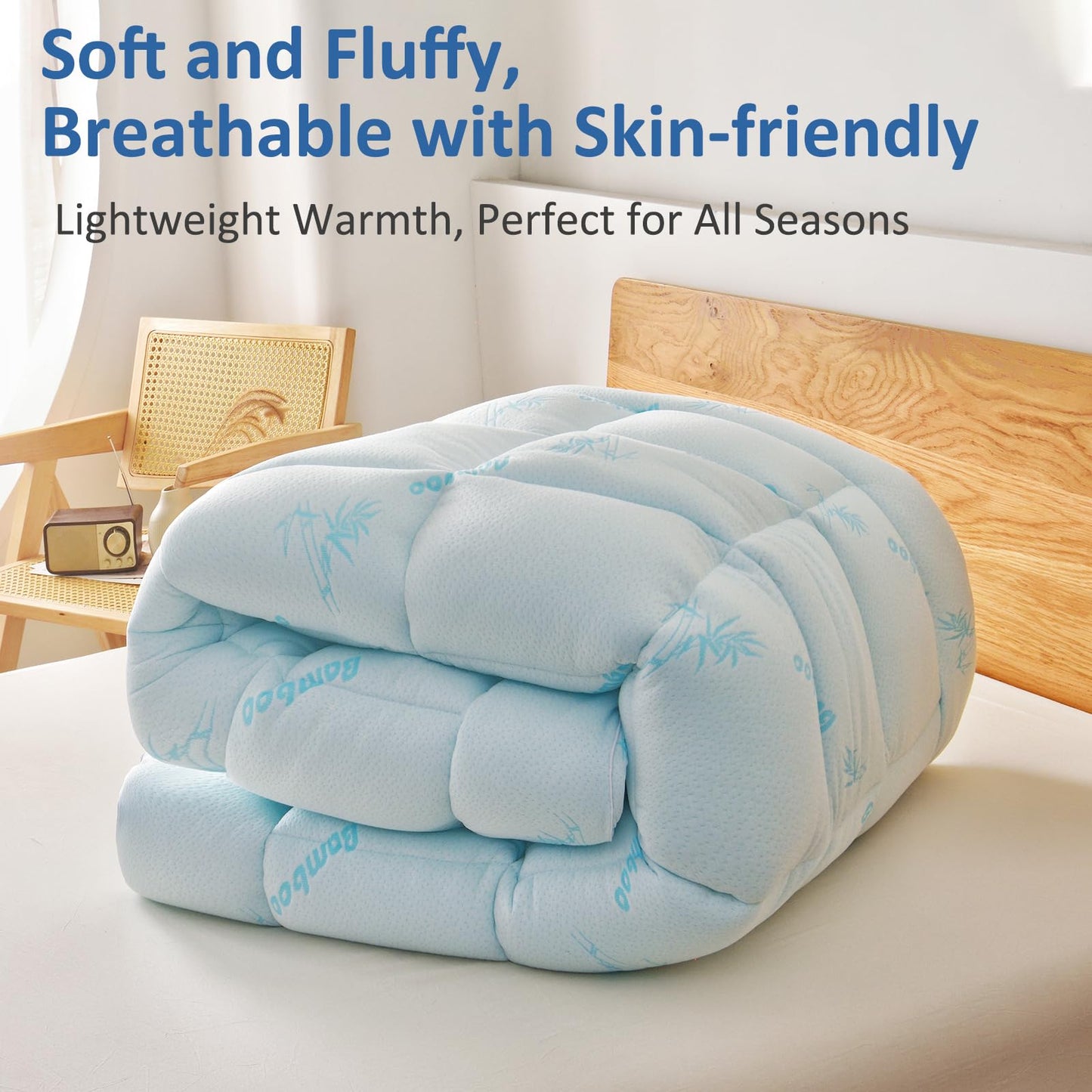 Favorland Mattress Topper Queen Size - Cooling Extra Thick Breathable Viscose Made from Bamboo Mattress pad - Soft Quilted Fitted Mattress Cover with 900 GSM Down Alternative Fill (8-21”Deep Pocket)