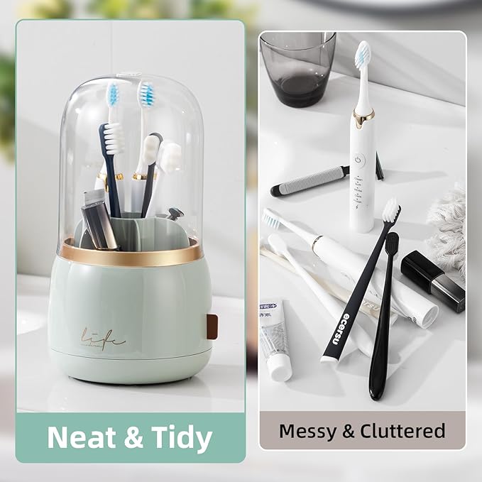 Toothbrush Holders for Bathrooms, Rotating 7 Slots Electric Toothbrush Holders