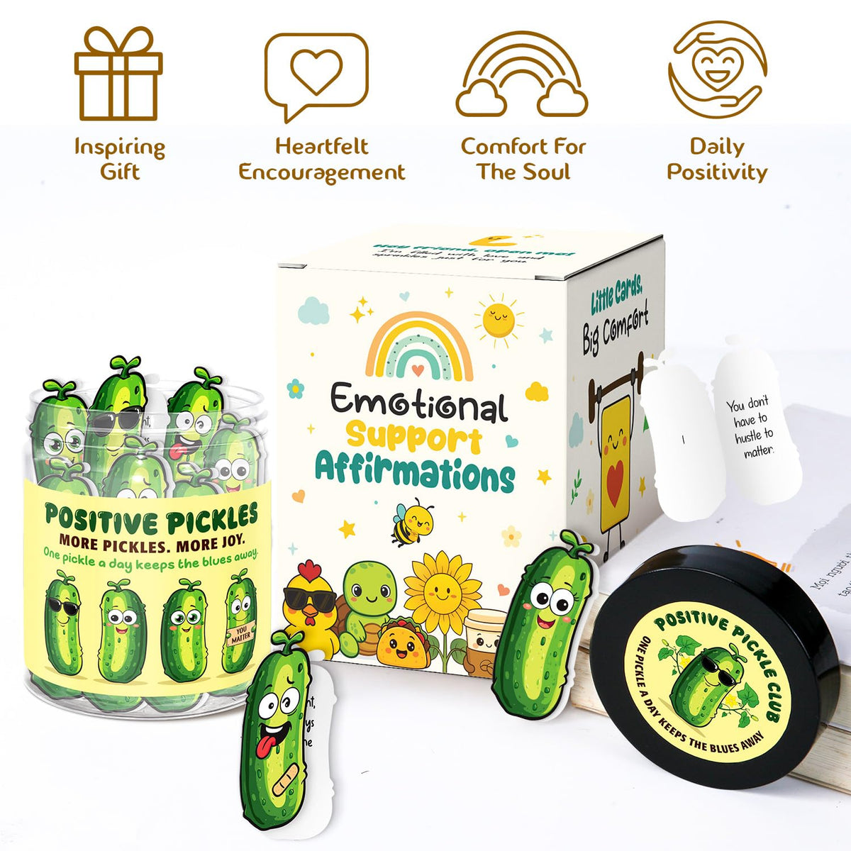60 Positive Pickle Affirmation Cards Jar - Funny Galentines Day Gifts For Teen Girls Trendy Stuff, Valentine Pickle Gifts For Women, Cute Birthday Gift For Friends, Daughter, Sister, Adult