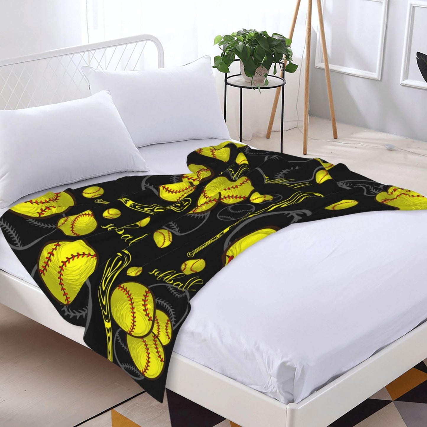 Softball Blanket Gifts for Girls Teenager, Super Soft Lightweight Flannel Throw Blanket for Couch Bed Decor 60"x50"