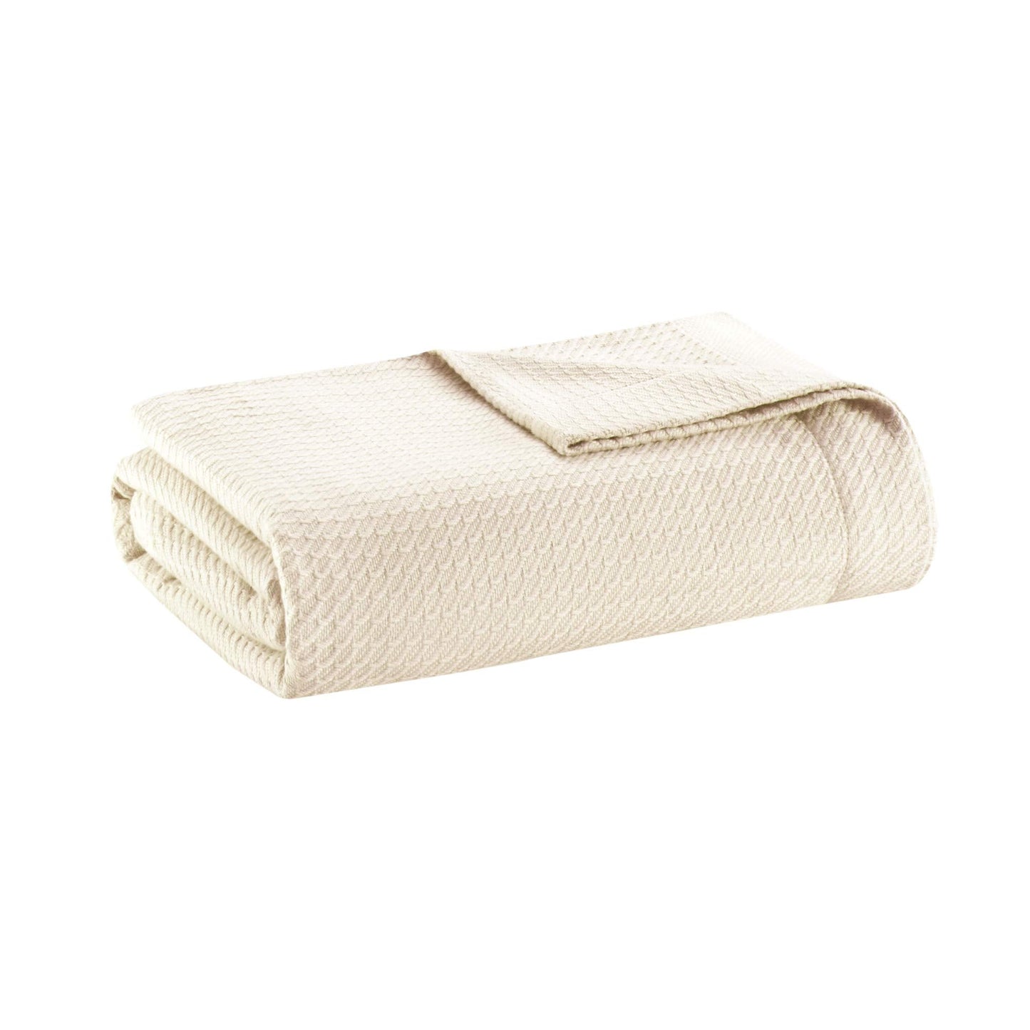 Madison Park 100% Egyptian Cotton Lightweight Summer Blanket, Breathable Waffle Knit Design, Soft Cozy All-Season Throw for Bed, Couch or Sofa, Ivory Cream King Size (108"x90")