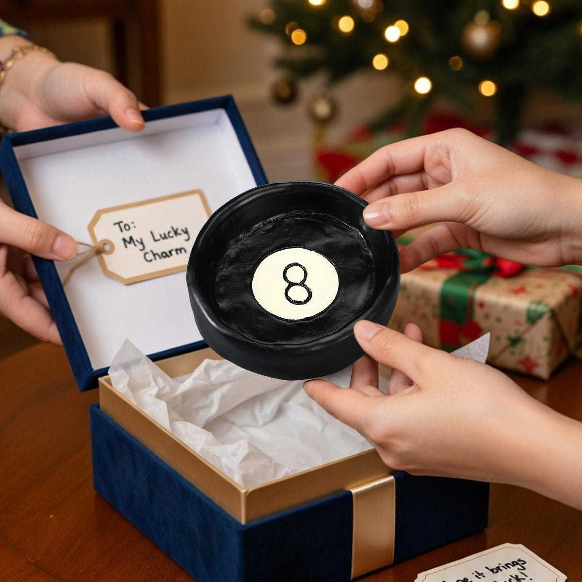 Roowest Black Ball 8 Jewelry Tray Trinket Dish 8 Ball Jewelry Tray Dish Desk Decor Resin Earrings Necklaces Watch Key Home Decor Gift for Women Cute Plate Bowl Room Aesthetic