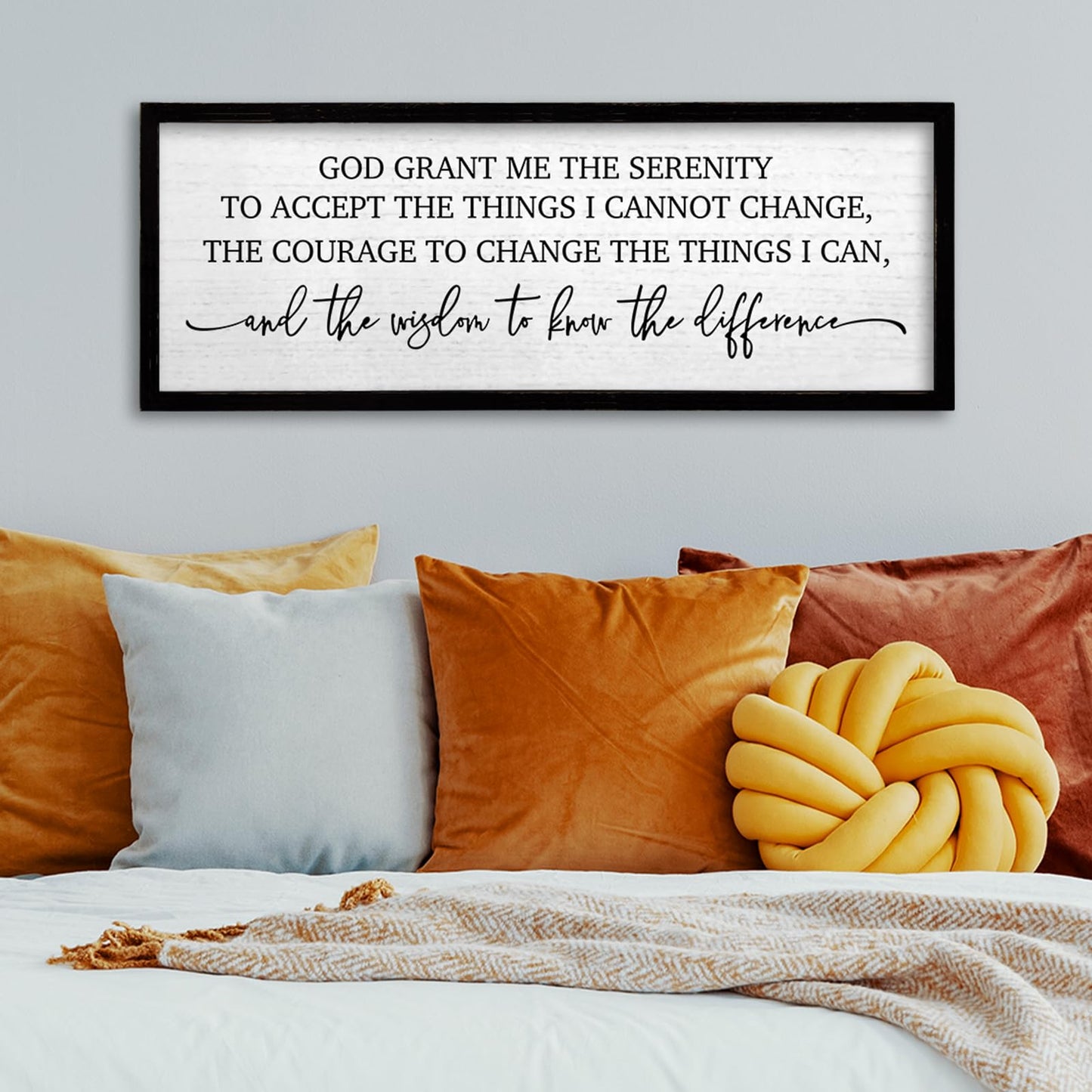 TQianJiang Serenity Prayer Wall Art Decor 24"X10" God Grant Me Sign Large Wood Framed Wall Hanging (Black)