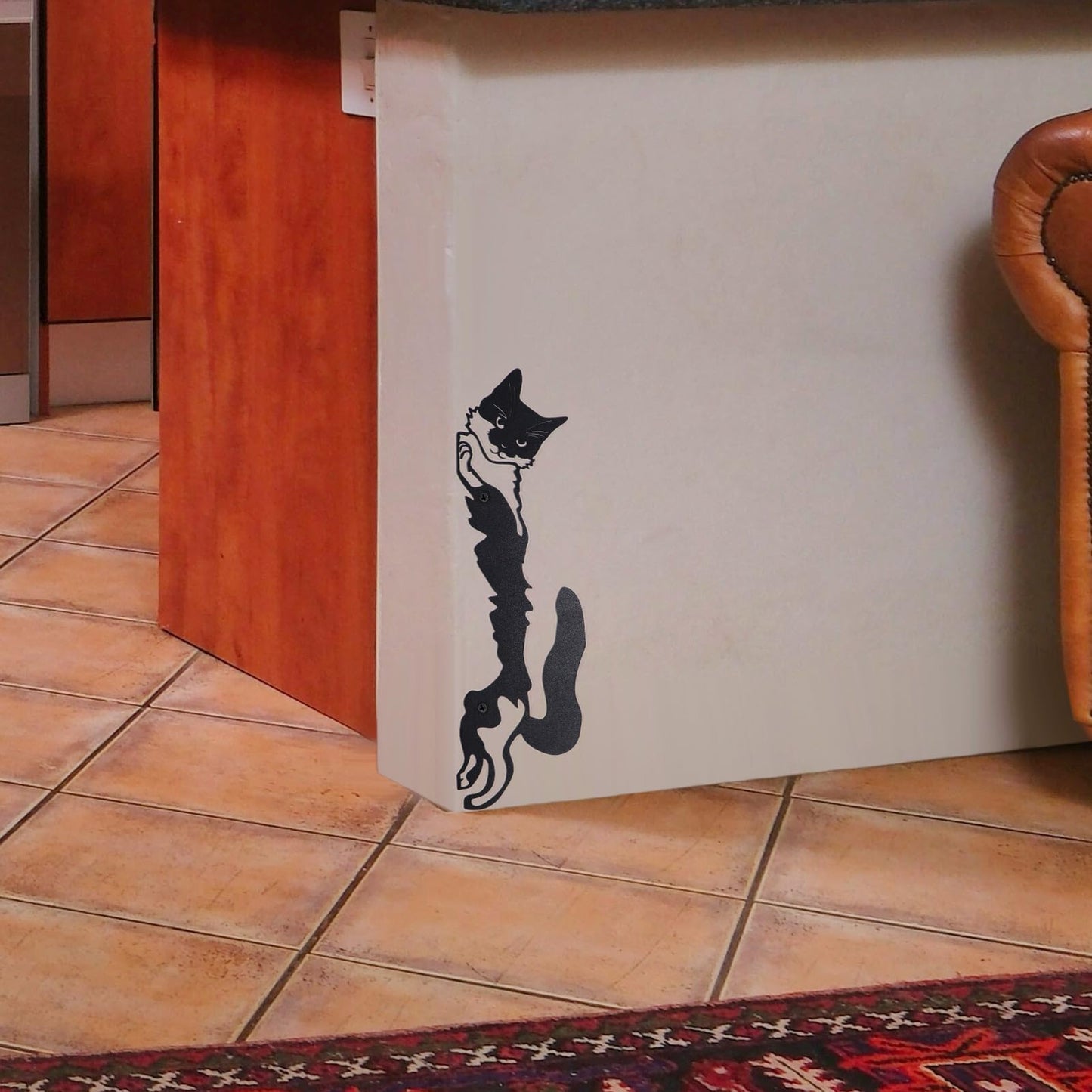 KOLYMAX Black Metal Cat Wall Art Decor, 13.39 x 4.17 Inches, Modern Powder Coated Finish, Wall Mounted Door Topper, Indoor Outdoor Decorative Hanging Sculpture