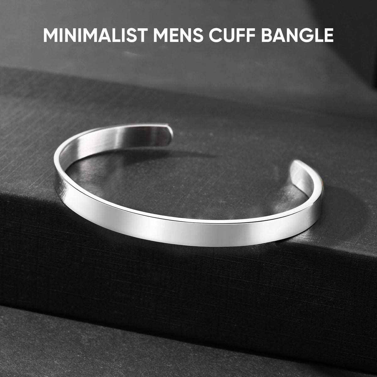 MEALGUET Stainless Steel Mens Cuff Bracelet : Minimal Cool Silver Open Metal Cuff Bangle Bracelets for Men,65mm,Mens Bracelet Jewelry