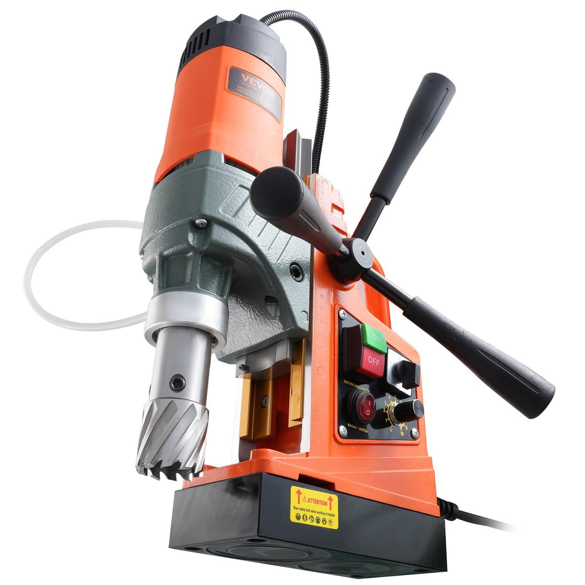 VEVOR Magnetic Drill, 1450W Motor 1.6 in Boring Diameter, 2810 lbf Portable Electric Mag Drill Press, with 2 Coring Bits, Variable Speed, Drilling Machine for Metal Surface, Home Improvement Industry