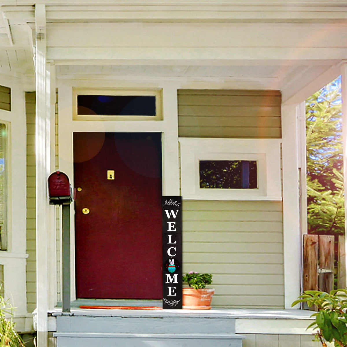 LOTKEY Interchangeable Welcome Sign for Front Porch Standing