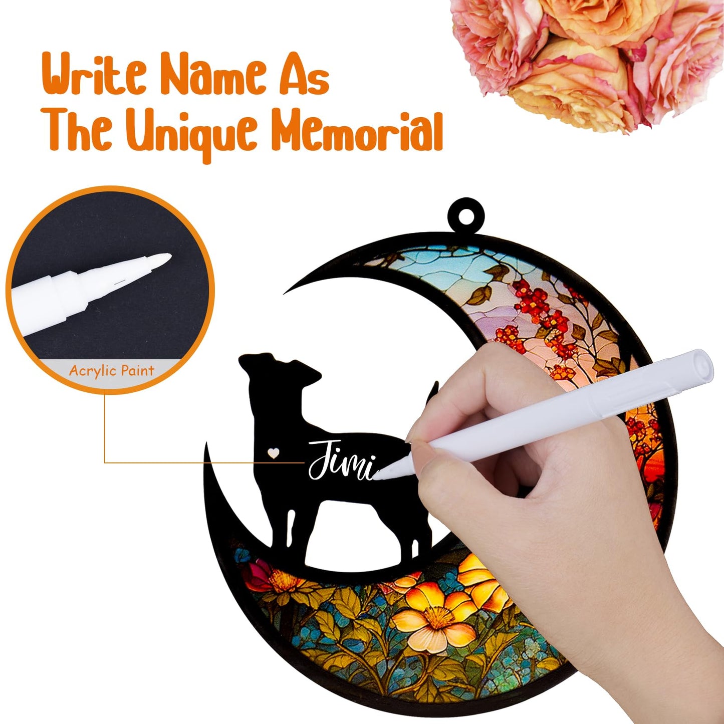 DeerZone Dog Memorial Suncatcher,Pet Sympathy Gifts,Dog Memorial Gifts for Loss of Dog,Personalized Dog Pass Away Gifts with Name Date for Pet Lovers