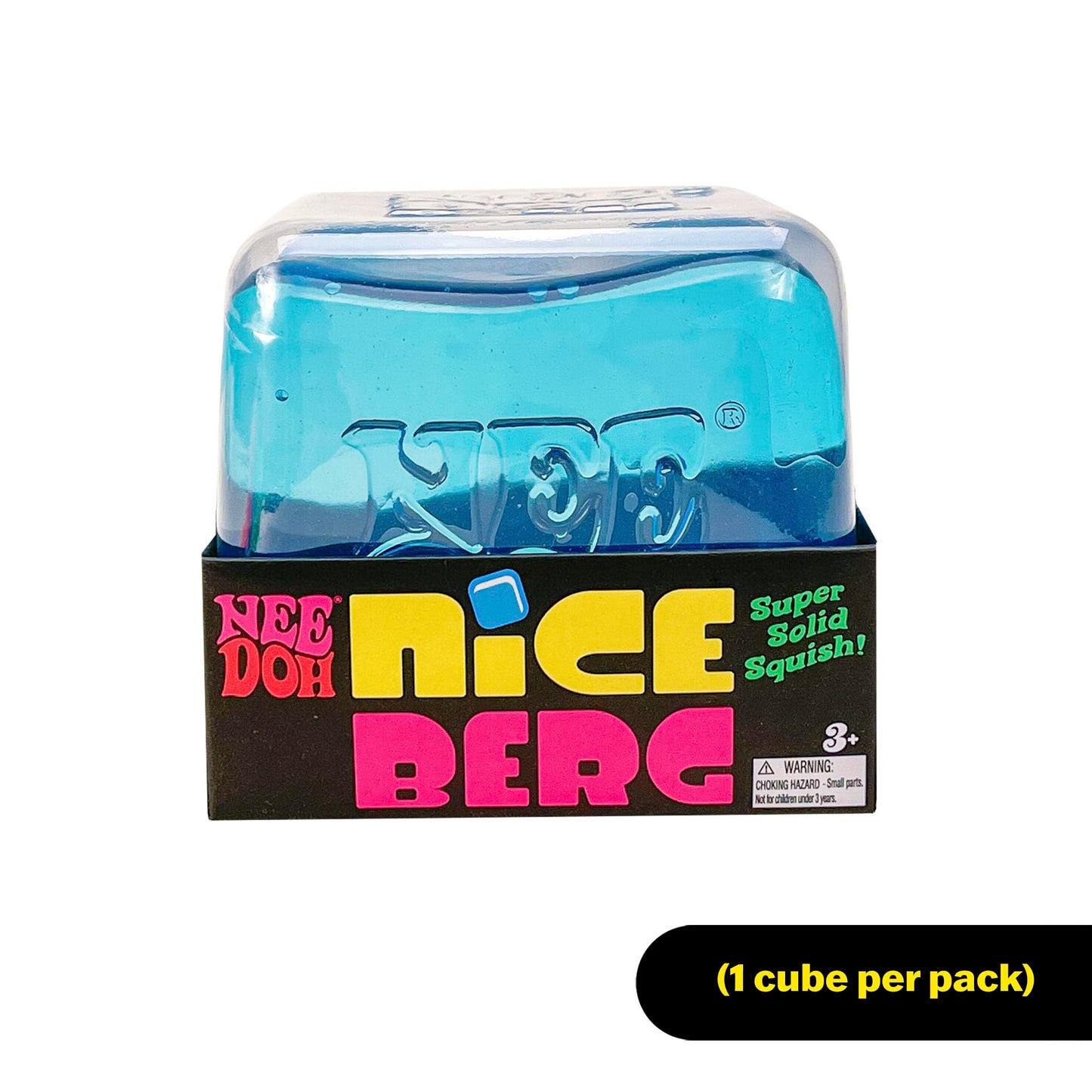 NeeDoh Niceberg - Large Squishy Ice Cube Fidget Toy For Kids, Nee Doh Stress Balls, Sensory Fidgets, Squidgy Toys For Anxiety Relief, Safe Non-Toxic Gel Texture, Age 3 Year Olds +