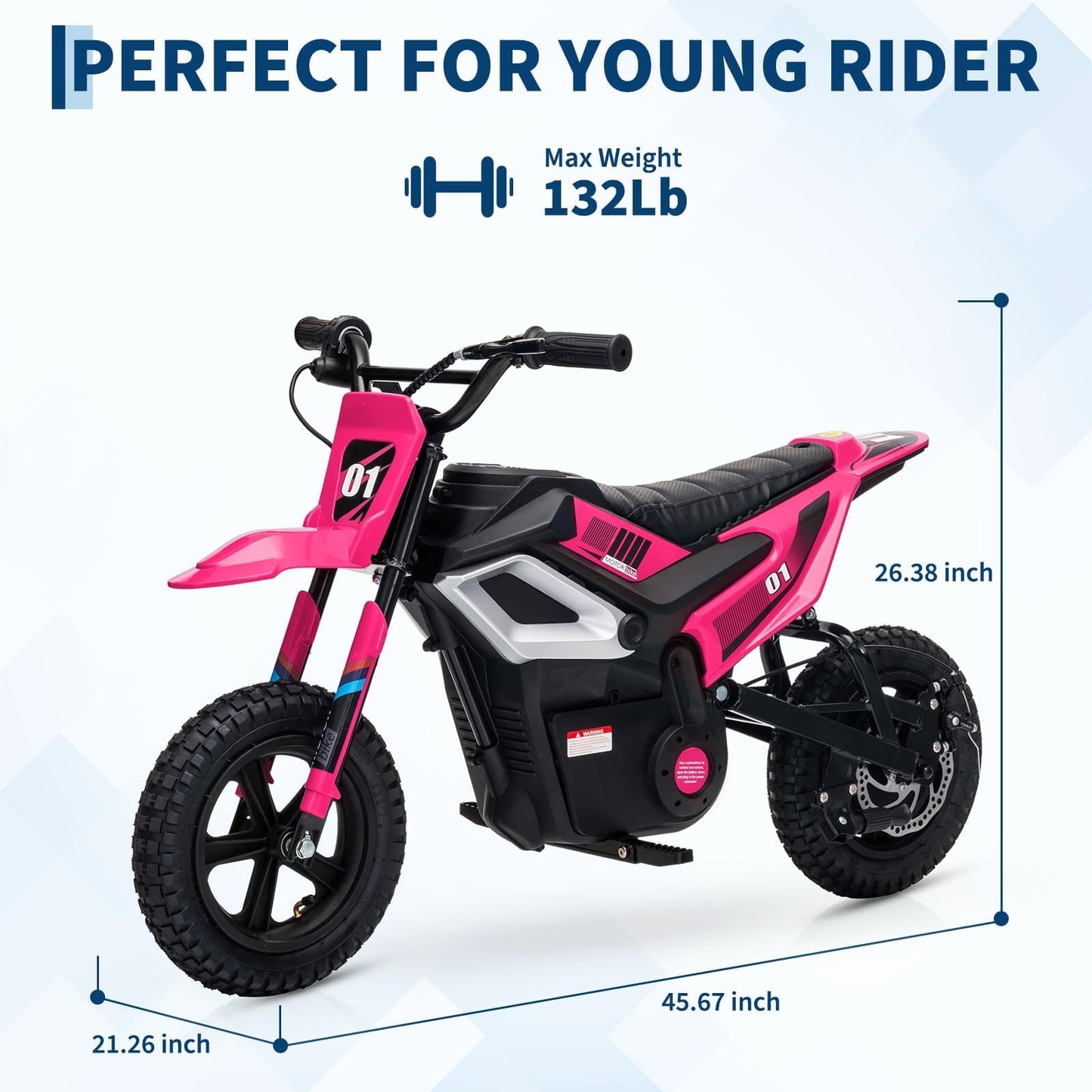 24V Kids Electric Dirt Bike, 350w Motorcycle with 10 MPH Max Speed & 12-Mile Range,Rear Wheel Suspension, Twist Grip Throttle, Rubber Tires