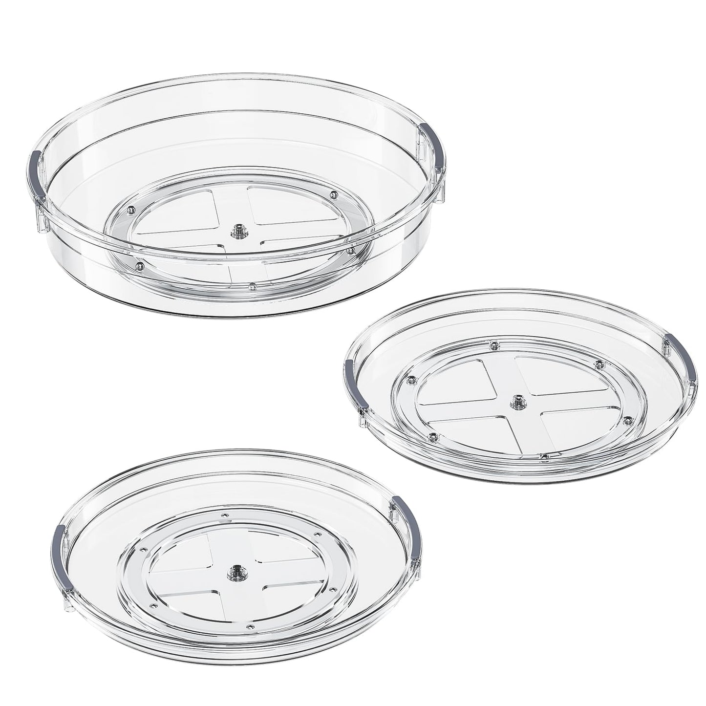 LAMU 3 Pack Lazy Susan Organizer Turntable for Cabinet, Pantry Organizers and Storage, Rotating Condiment Organizer for Kitchen, Table Top, Fridge, Countertop, Spice Organization, 9.25'' 10.6'' 12''