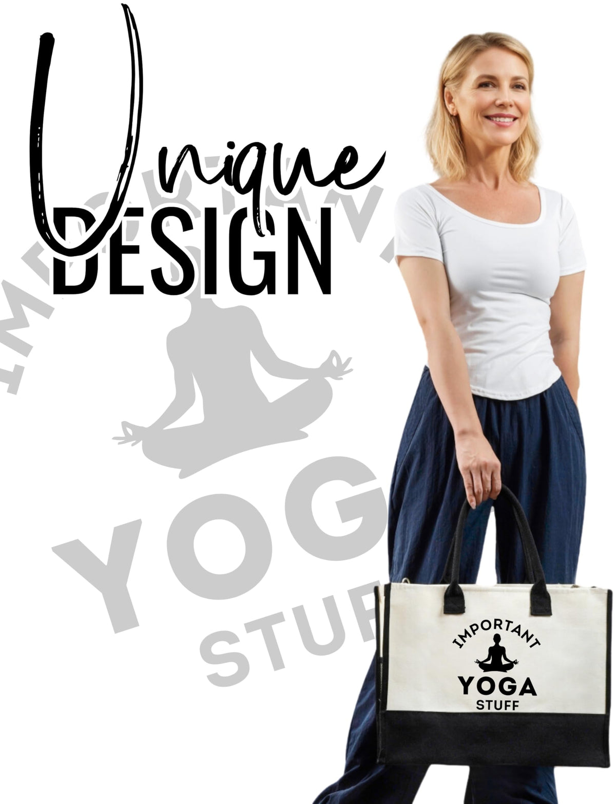 InnoBeta Yoga Gifts for Women, Yoga Instructor Gifts Tote Bag for Yoga Teacher with Top Zipper Closure and Shoulder Strap