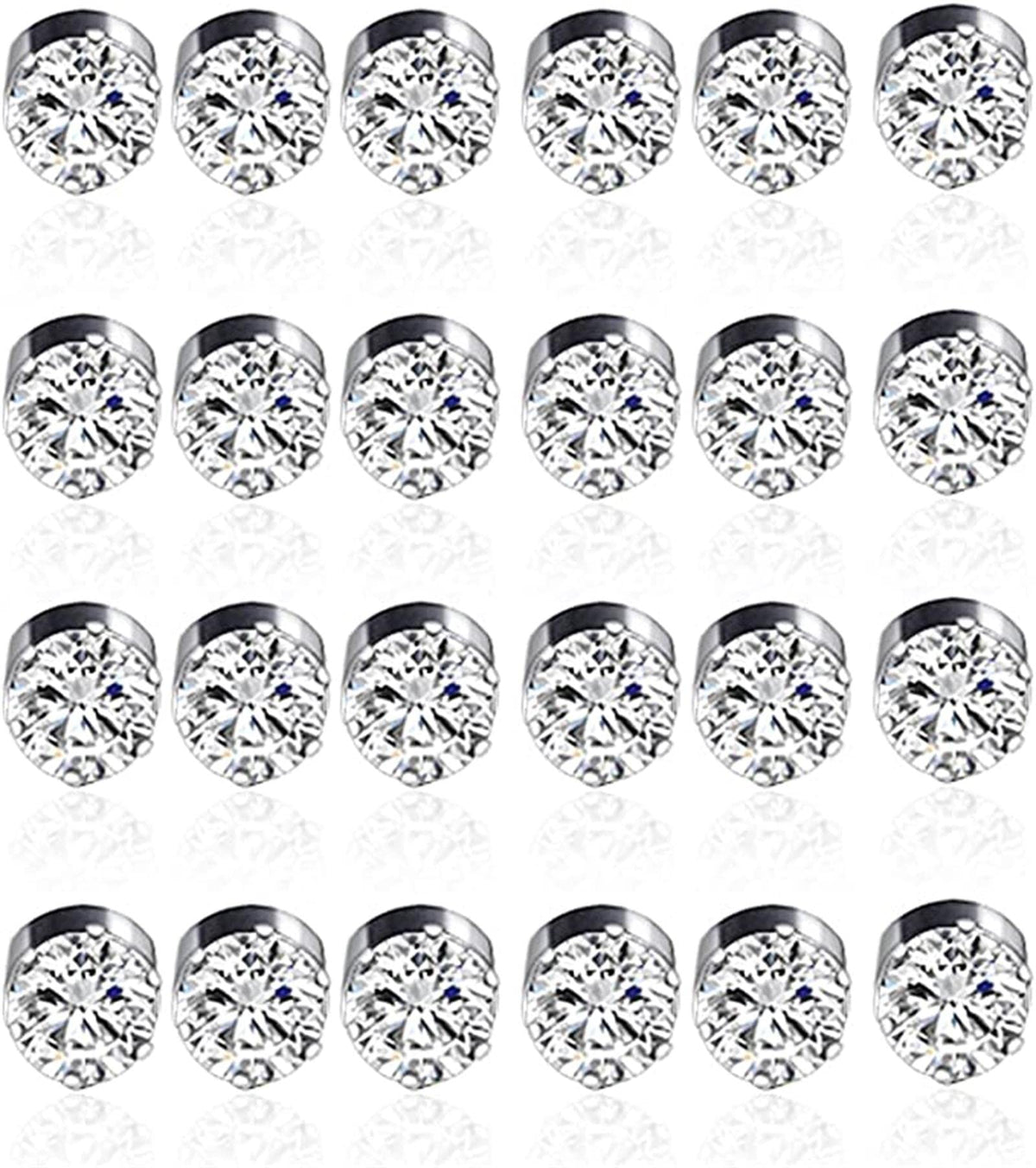 Fuqimanman2020 12 Pcs Stainless Steel Magnetic Crystal Fake Ear Stud Earrings Set Colorful 3mm Non Piercing Nose Lip Rings for Women Men Jewelry (G)