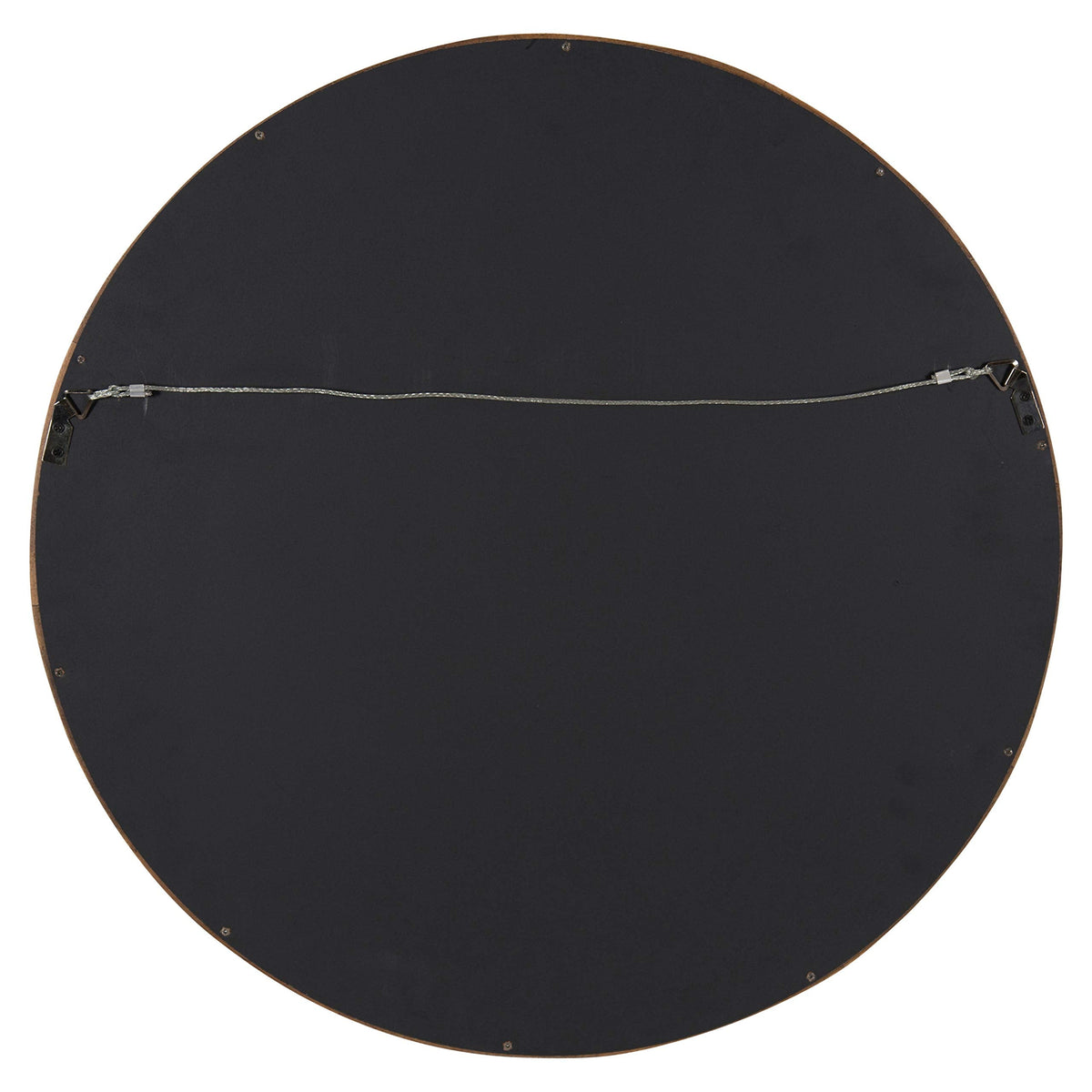 Kate and Laurel Hutton Round Decorative Modern Wood Frame Wall Mirror, 22 Inch Diameter, Walnut Finish
