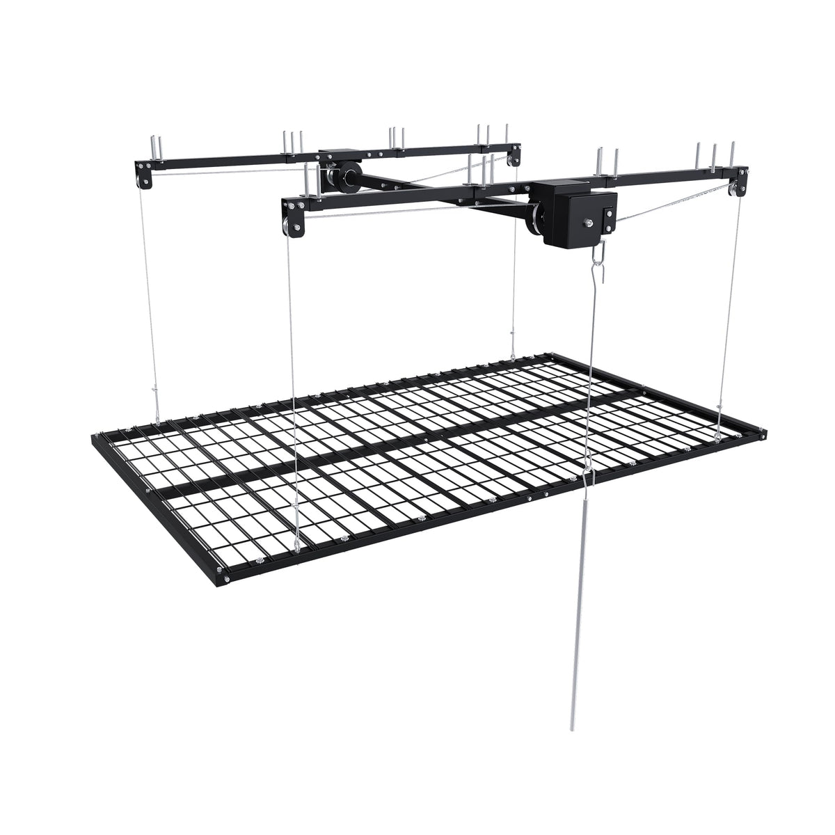 Leavader Manual Garage Storage Lift 4x8 FT for 10-12 ft Ceilings, Crank Down Overhead Storage Rack with Safety Lock, Heavy Duty Steel Garage Ceiling Storage System, 325LBS Capacity