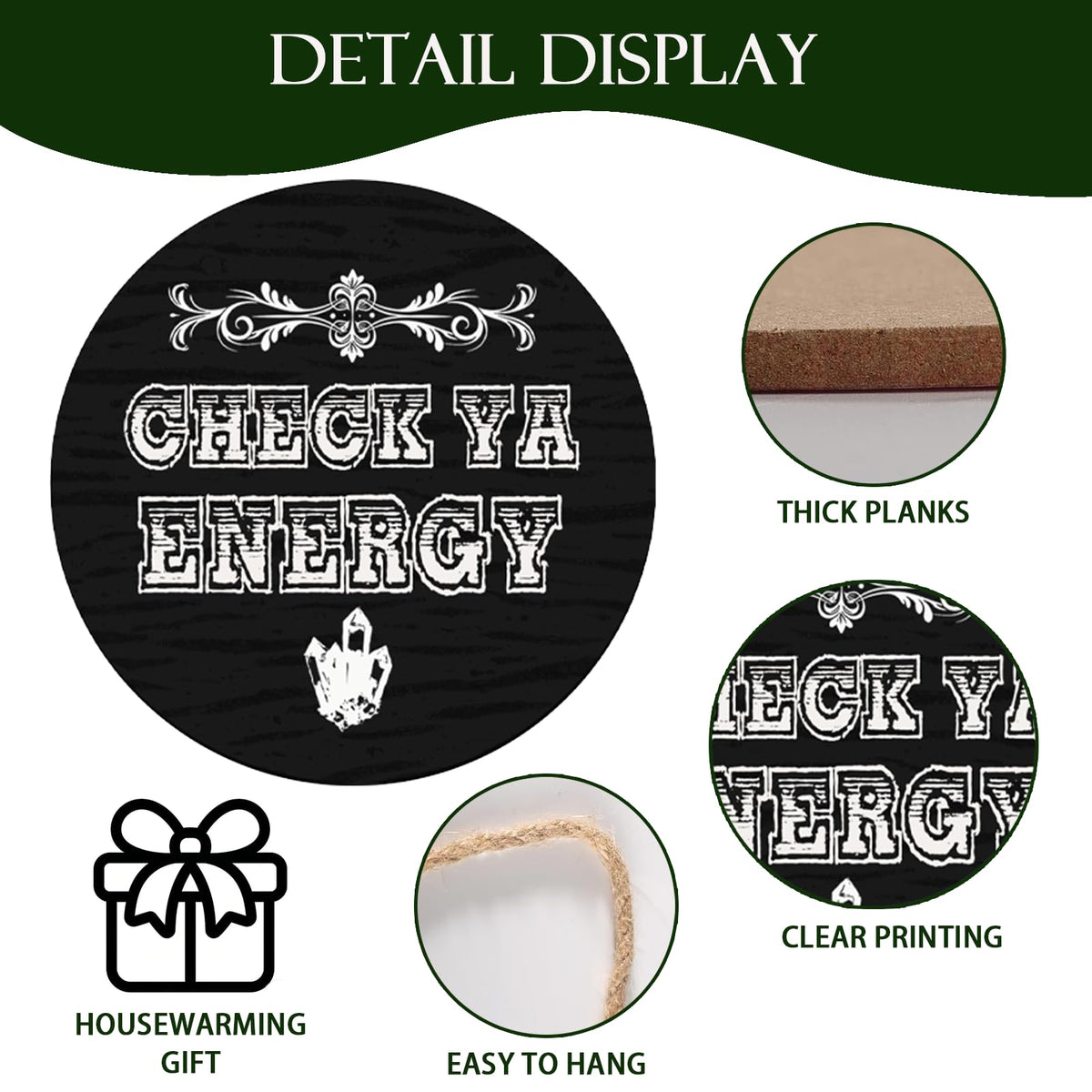 Check Out Your Energy Doorplate, Fun Welcome Sign, Gothic Home Decor. Suitable For Family Porch And Patio Decorations. 10 X 10 Inches.