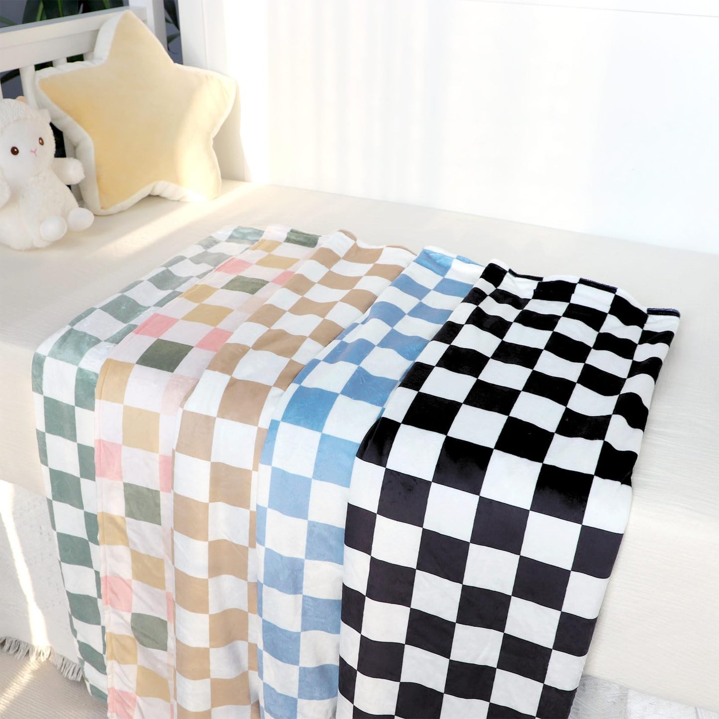 DILIMI Baby Blanket, Soft Warm Newborn Toddler Minky Plush Dot Blanket for Girl and Boy Unisex (40×30 in), Black Checkered
