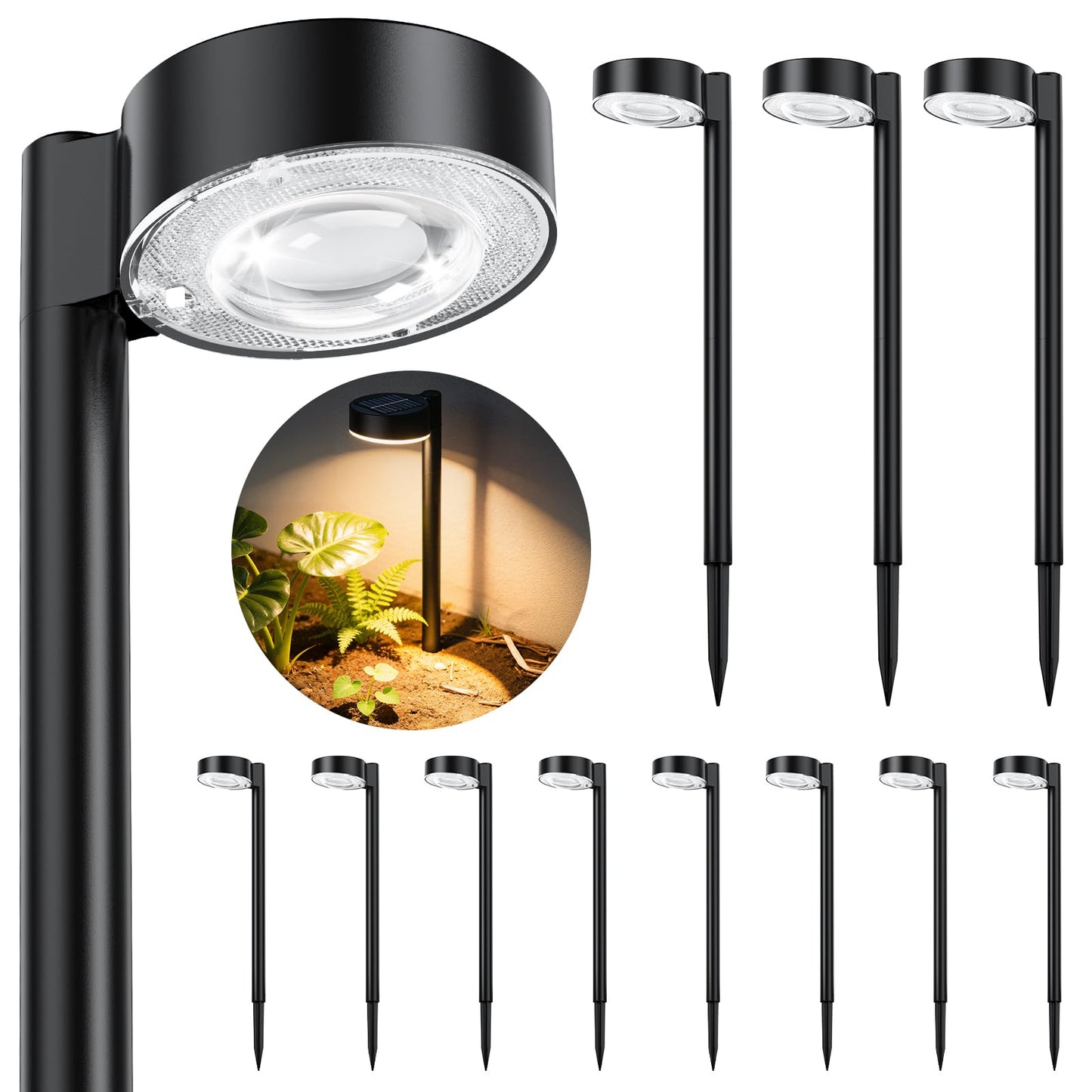 ELECLINK 12 Pack Solar Pathway Lights Outdoor, Solar Powered Landscape Path Light with Bigger LED Lens, Brighter Up to 12 Hrs Waterproof Outdoor Solar Light for Yard Garden Walkway Driveway Sidewalk