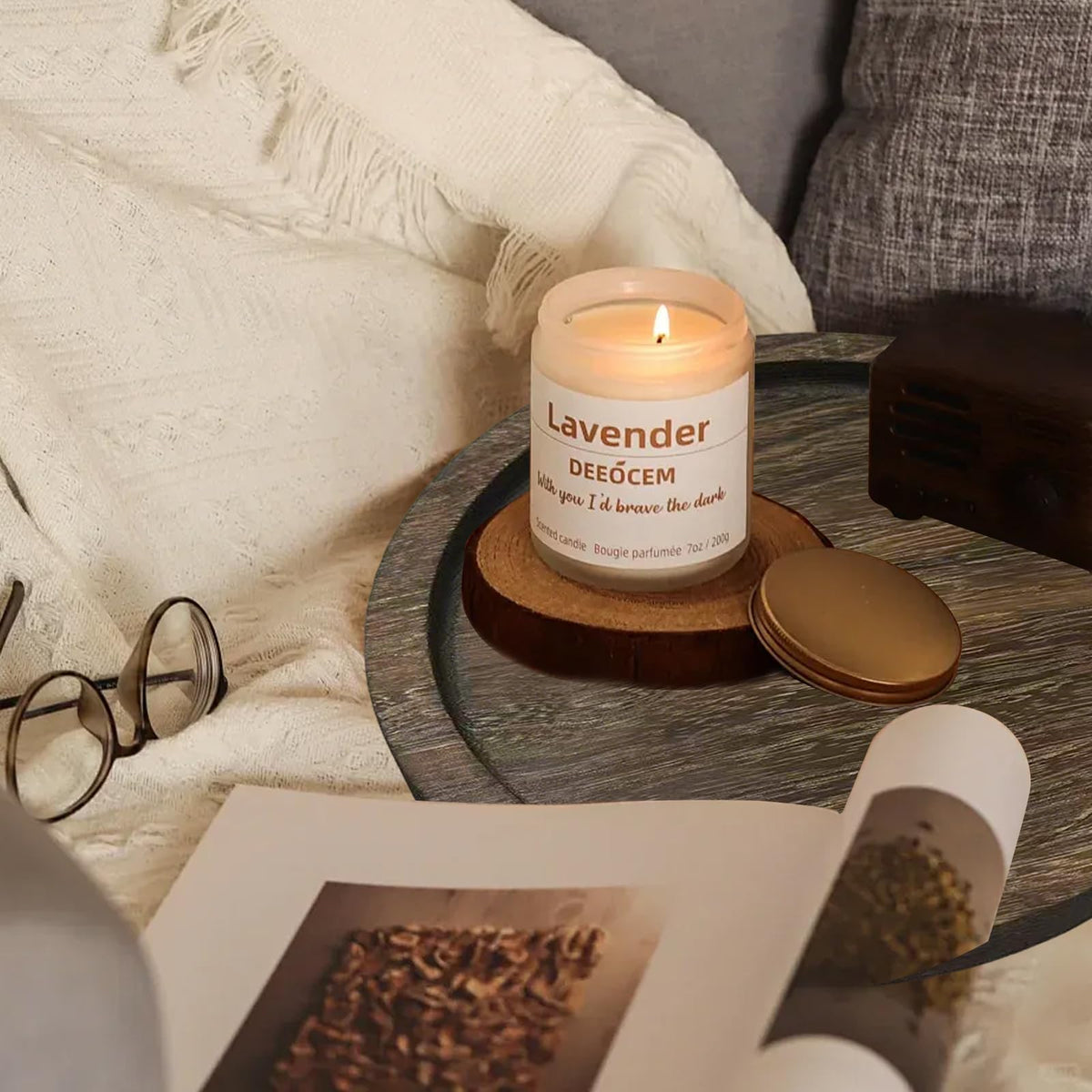 Ailhl Candle Plate Holder Tray: Round Wooden Decorative Candle Plate Small Farmhouse Table Centerpiece Rustic White Wood Tealight Pillar Trays for Home Decor (Distressed)