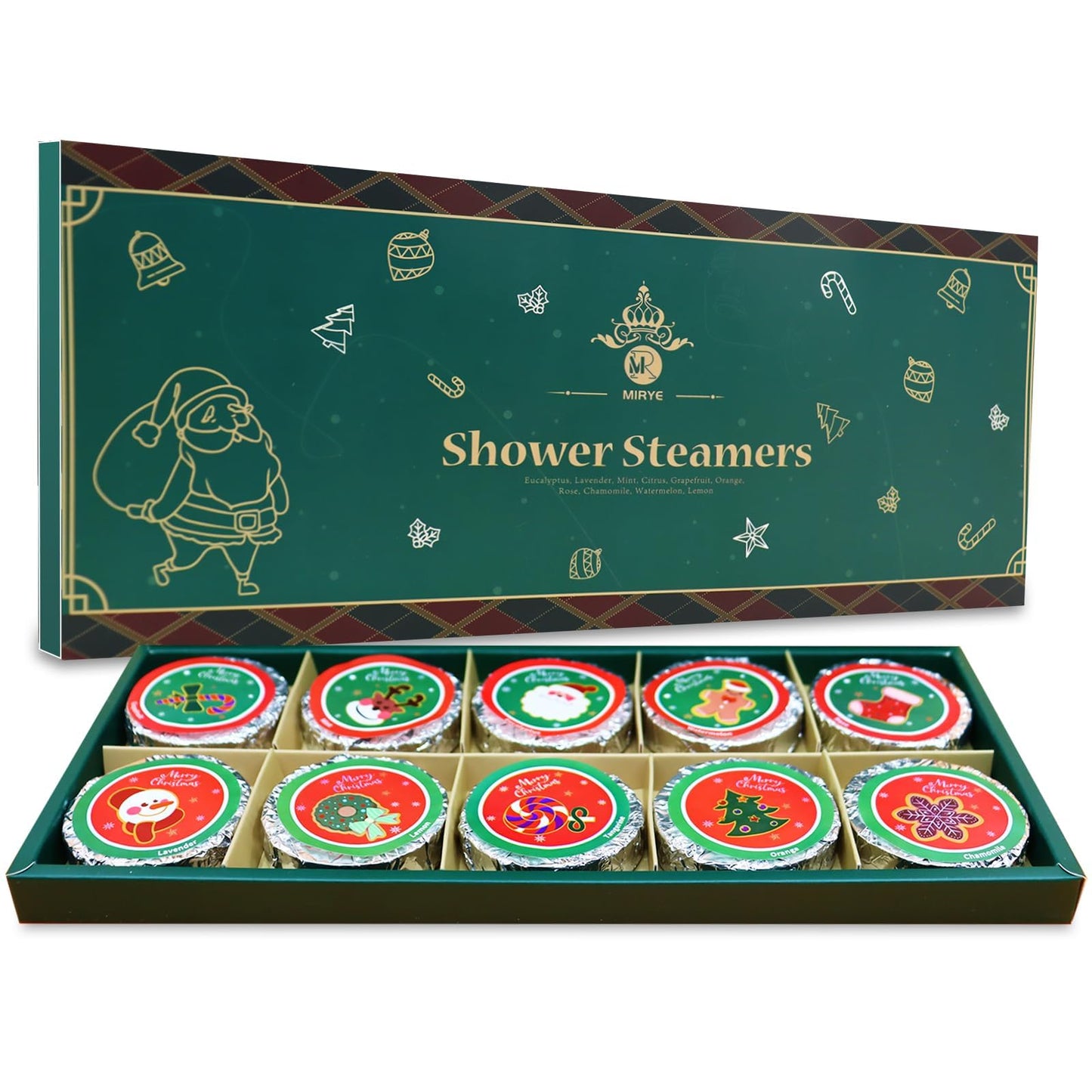 10 Pcs Shower Steamers Aromatherapy, Christmas SPA Gifts Birthday Gifts White Elephant Shower Bombs with Essential Oils Relaxation Home SPA, Self Care Christmas Stocking Stuffers for Women Men
