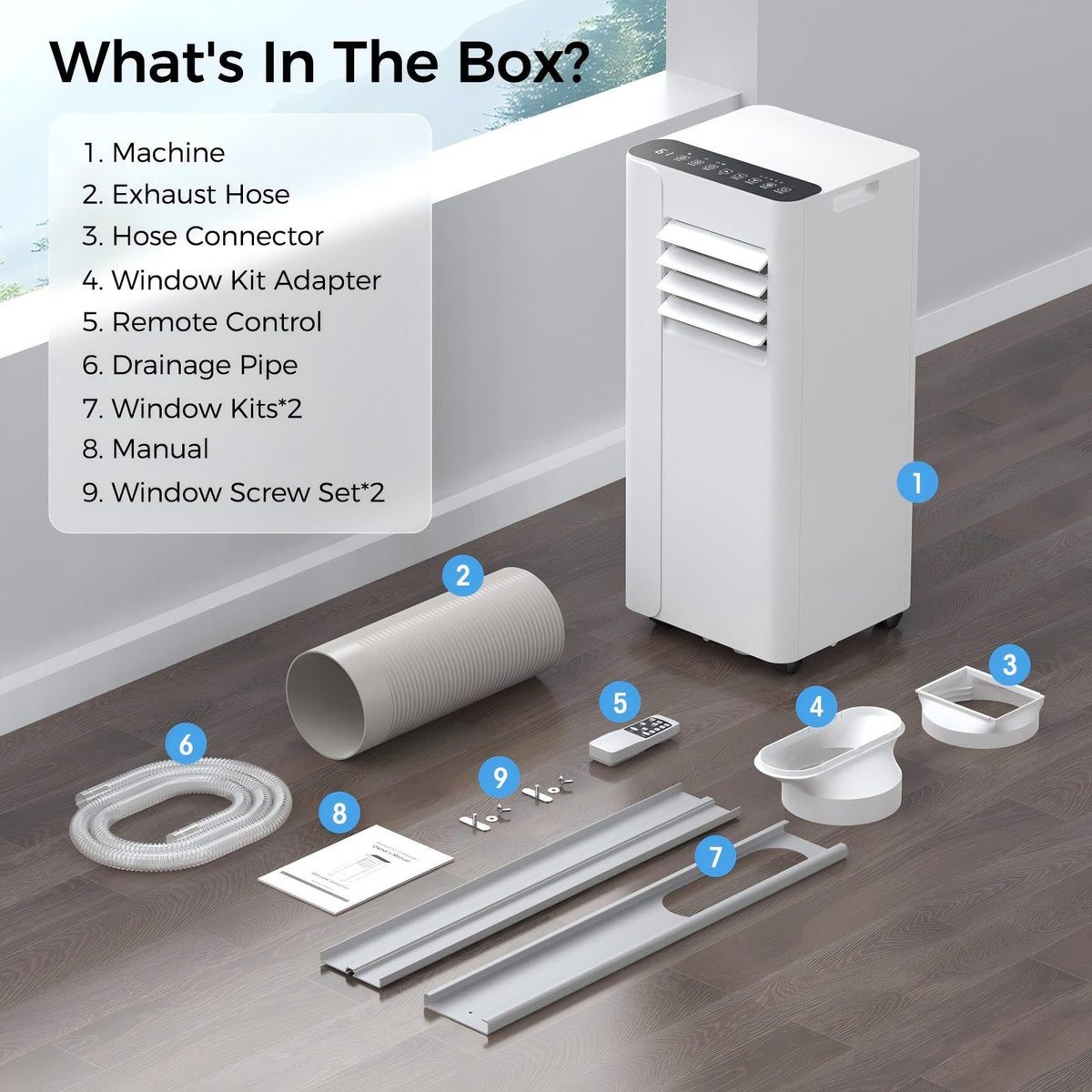 URBANITE 16000 BTU Portable Air Conditioner, Smart WiFi APP & Remote Control, 5-in-1 AC Unit Cools up to 750 Sq.Ft, 40dB Ultra Quiet Dehumidifier/Fan/Sleep Mode, Easy Installation for Bedroom & Office
