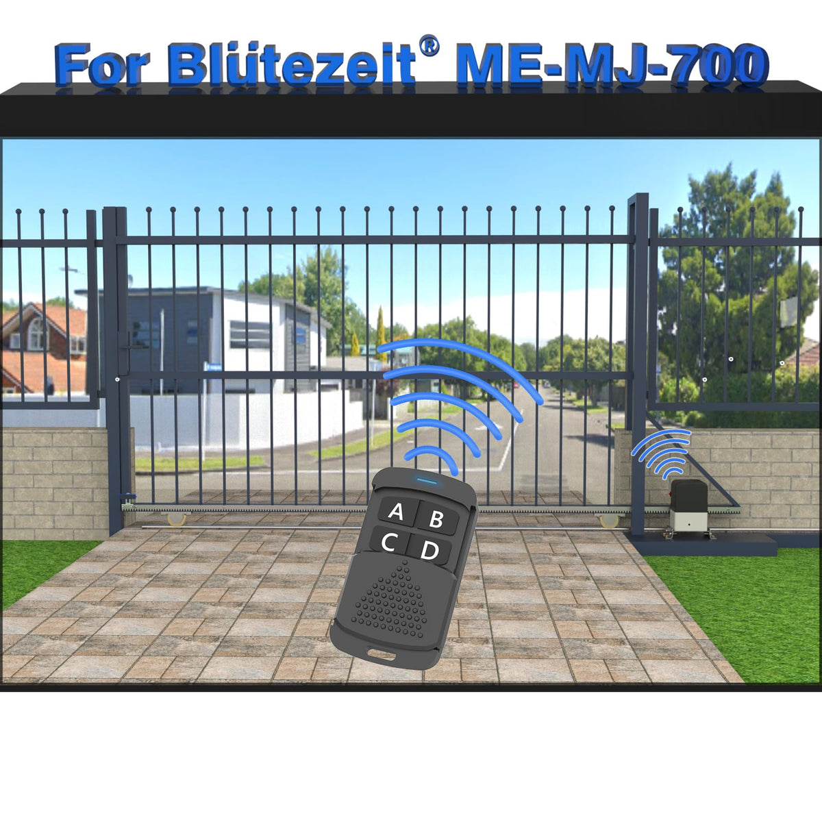 Blütezeit 1100lb Sliding Gate Opener with 4pcs Remote Controls (433.92MHz) & 16.4ft Chains | Chain-Drive Slide Gate Motor for Driveway Gates