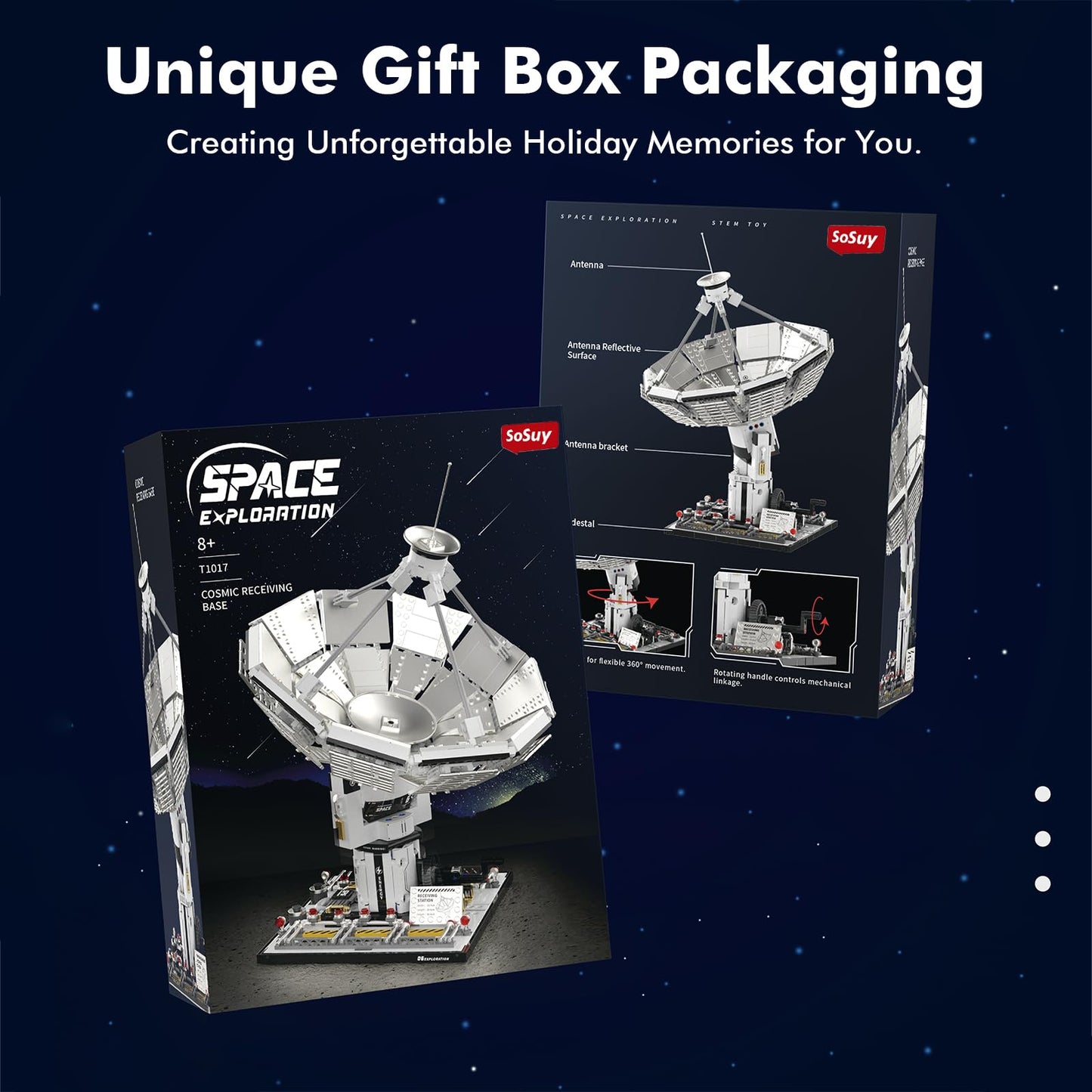 Sosuy Space Exploration Radio Telescope Building Blocks Set, STEM Toys for Boys 8+, Satellite Communication Base Model, Space-Themed Kit for Kids Adult Teens Girls Display