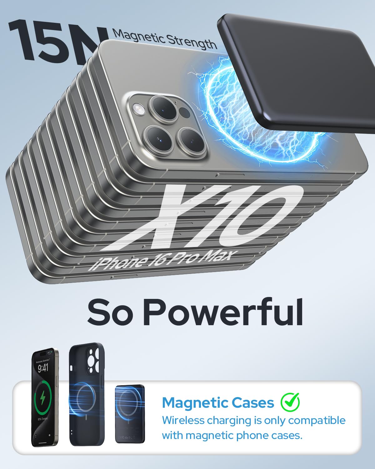 For Magsafe Power Bank, Ultra-Slim Wireless Portable Charger, 5000mAh Magnetic Power Bank Fast Charging with USB-C, Smartphones Battery Pack Compatible with iPhone 17/16/15/14/13/12 Series, Space Gray