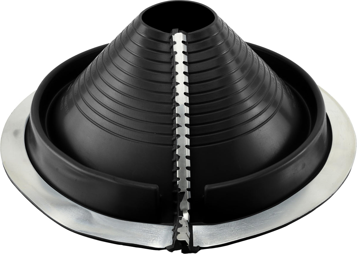 Water-Tite 81830 #3 Retrofit Metal Roof Flashing, 14-1/2" Round Base with EPDM Rubber Collar, For 3-1/4" to 10" Vent Pipes, Black