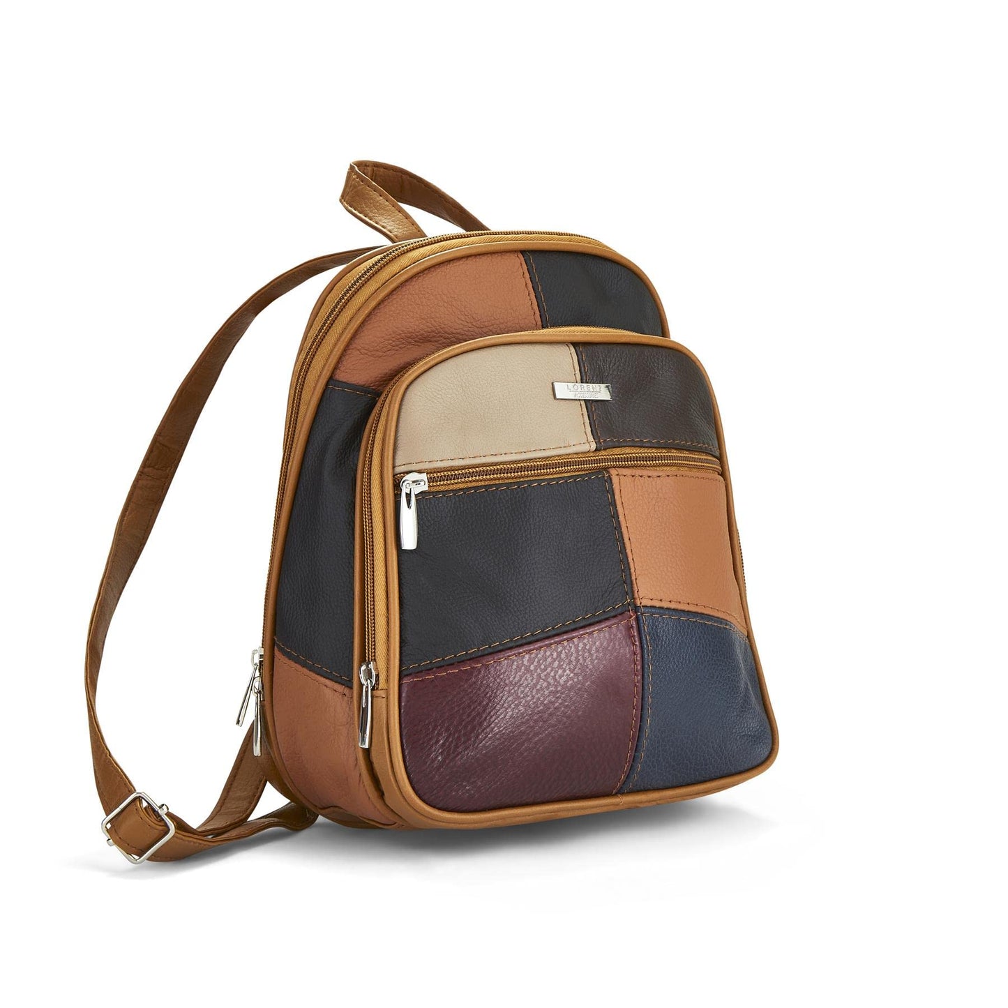 Woodland Leathers women's fashion backpacks small black backpacks for women with anti theft zipper and hand bag handle, 2 in 1 Sling Backpack (Patch Design)