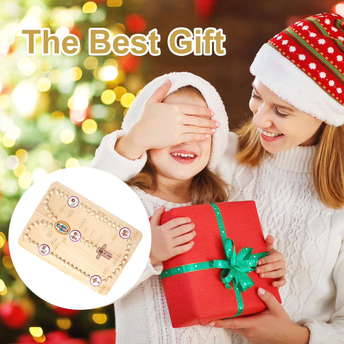 Wooden Rosary Board Catholic Gifts for Kids,Catholic Toys to Learn for Pray The Rosary,Christian Board Games Gifts,Catholic Baptism Christening Gifts for Girls,First Holy Communion Gifts for Boys