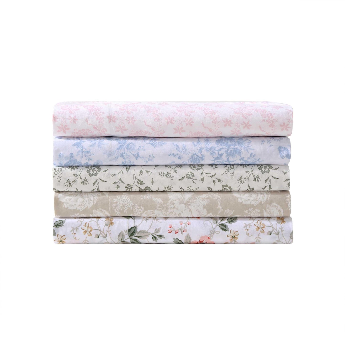 Laura Ashley - King Sheet Set, Crisp & Cool Cotton Percale Bedding with Deep Pockets, Lightweight for Year Round Comfort, Bed Sheets with Matching Pillowcases (Miranda Green)