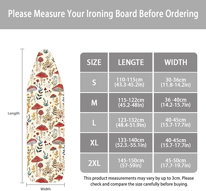 Mushroom Ironing Board Cover, Ironing Mat, Ironing Board Cover, Small Ironing